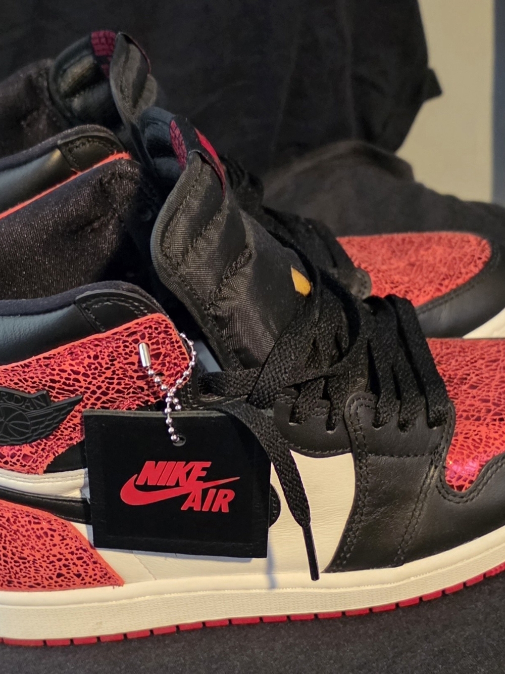 Nike Women’s Black and Red High-Top Sneakers with White Accents